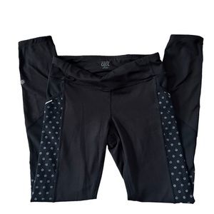 Athleta Girls Leggings. Black/Gray. Polka dot accents.  Sz XL/14. Gently worn